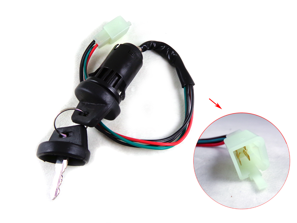 4 Wire Key Ignition Switch Set Scooter Moped 49 50 cc 110 150 250cc Chinese - Click Image to Close
